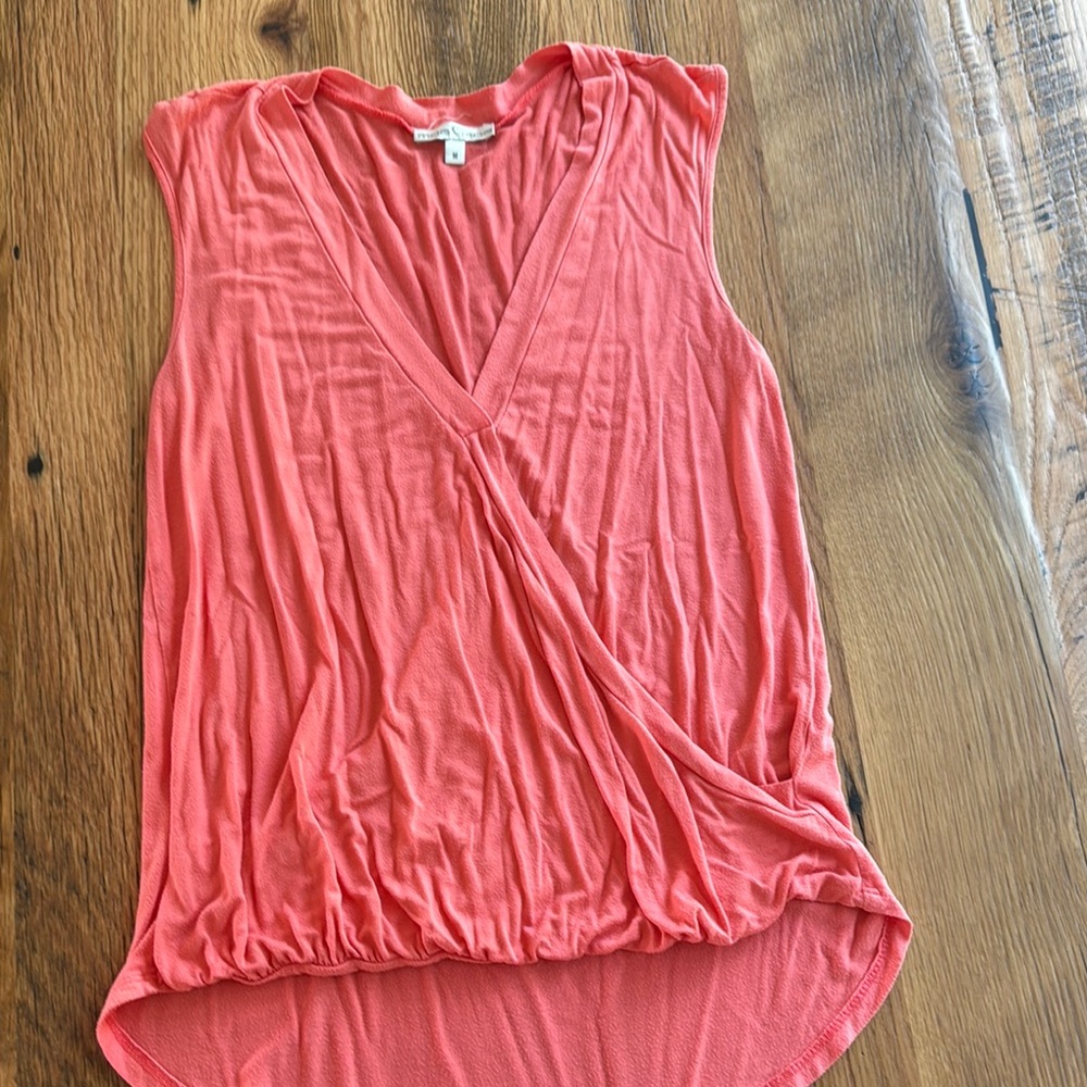 Moa Moa Orange Ruched Wrap Blouse